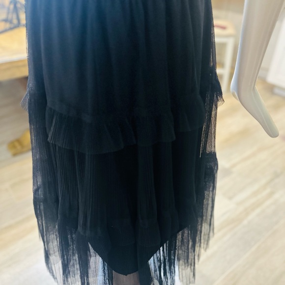 Black tiered tutu mesh midi length skirt elastic waist size L - Picture 5 of 8